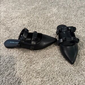 Marc Fisher Black Double-Strap Mules